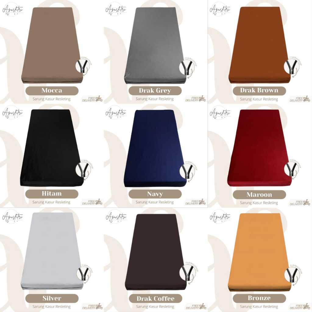 Sarung Kasur Busa Resleting  100x200x10 100x200x15  100x200x20 Sprei Resleting Single Bed Plain