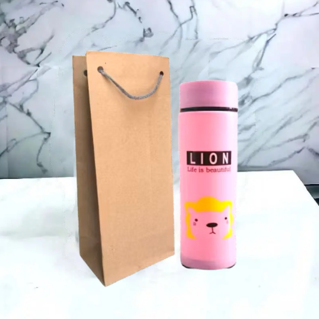 

paperbag Botol 8×8×25cm coklat & hitam souvernir