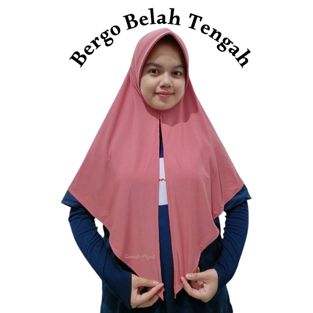 Hijab Instan Belah Tengah Bergo Segitiga Kerudung Polos Daily Muslimah Pet jersey By Snada Hijab