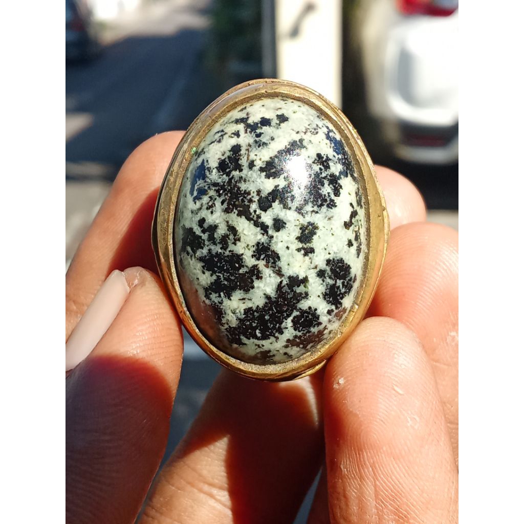 Batu Akik puyuh totol ring kuningan