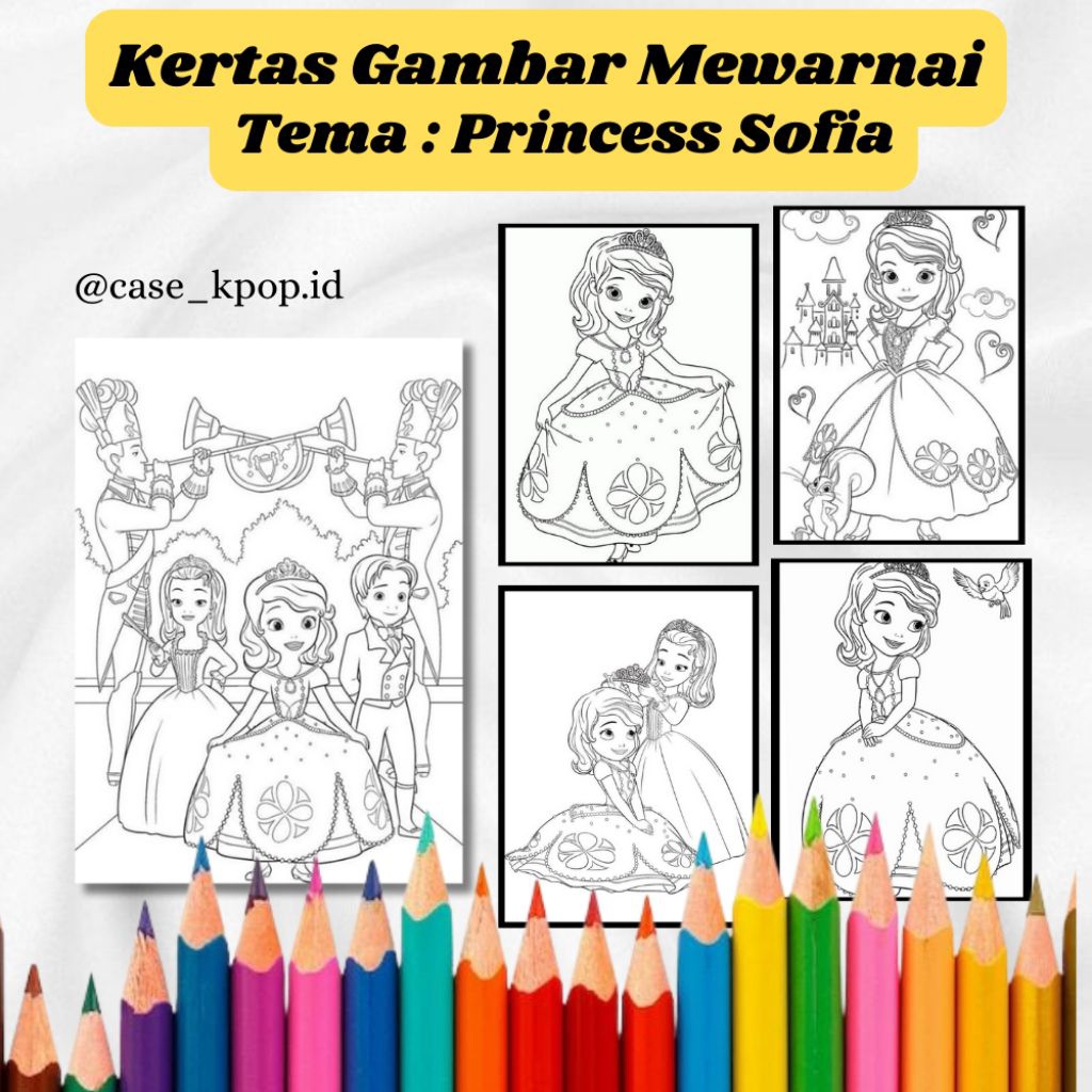 

20 LEMBAR KERTAS MEWARNAI ANAK TEMA PRINCESS SOFIA (READY LANGSUNG KIRIM)