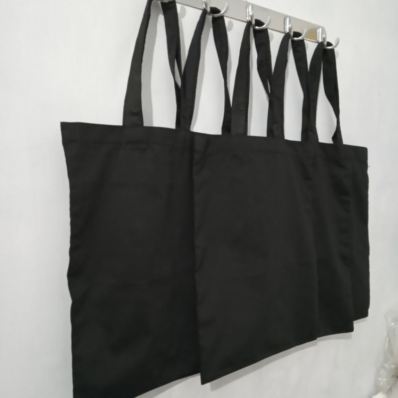 Tote Bag Polos Kanvas Hitam Premium