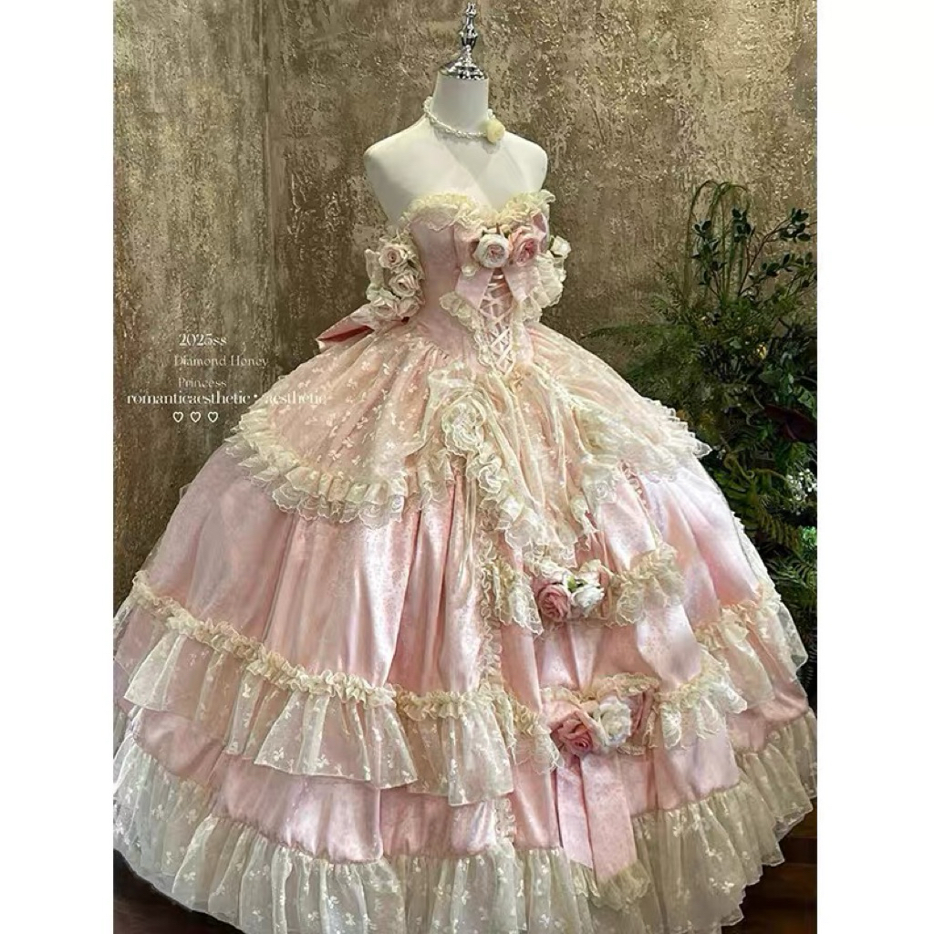 WEDDING ROCOCO VINTAGE DRESS PINK