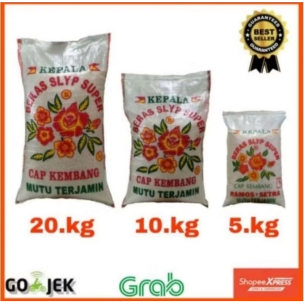 

Beras Slyp Super Cap Kembang 5kg, 10kg, 20kg, 25kg
