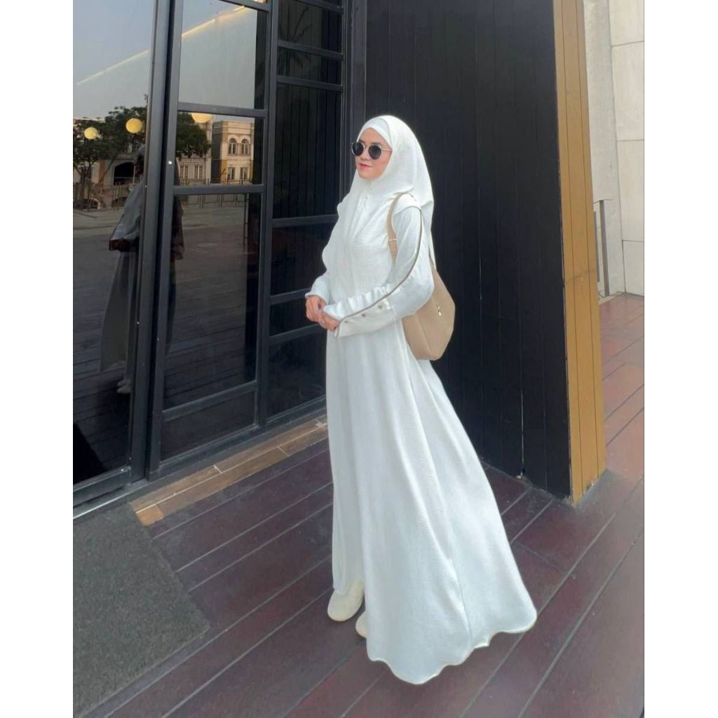 One Set Abaya / Gamis Abaya Wanita /Abaya Polos Wanita Terbaru / Abaya Plus Hijab