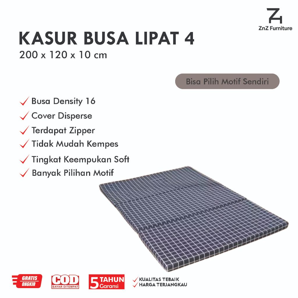 Kasur Busa Lipat 3 Uk 180 x 120 x 10 / Kasur Busa / Kasur Lipet / Matras Lantai