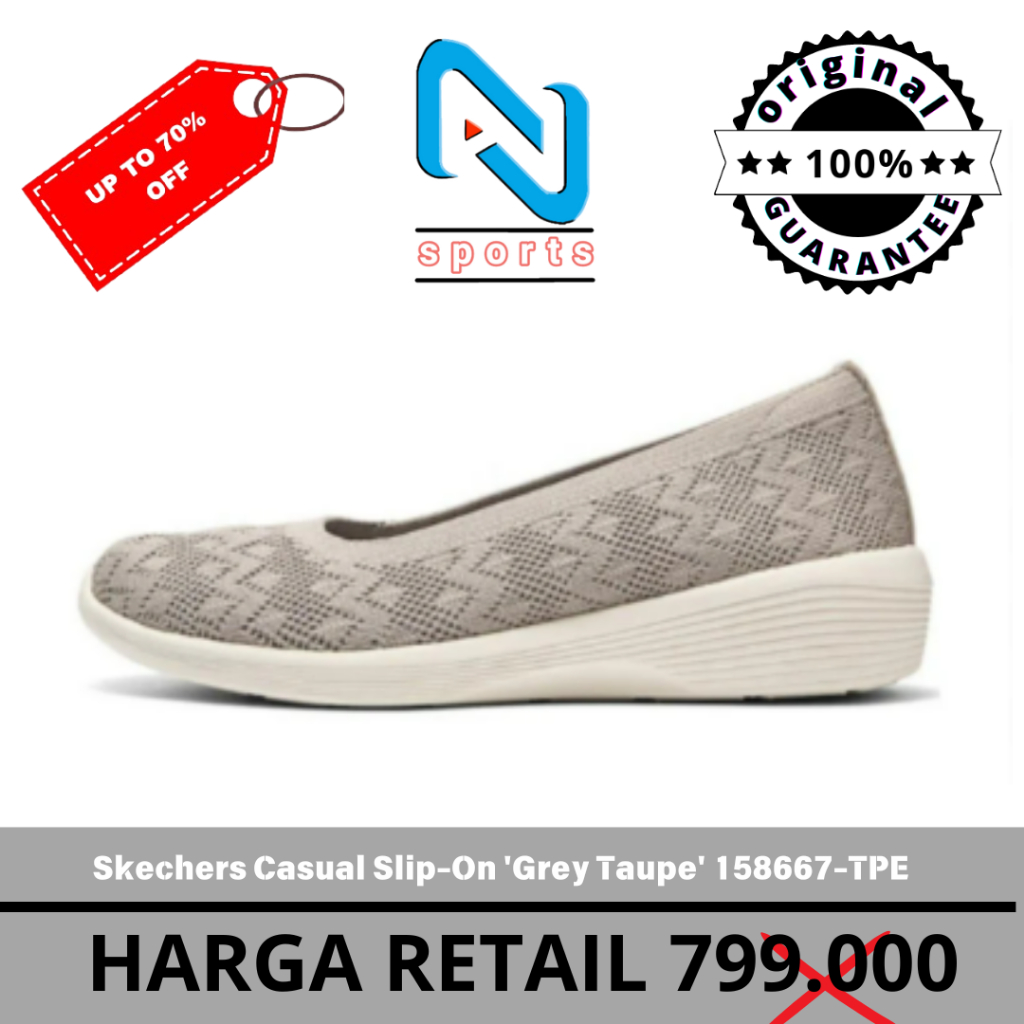 SKECHERS SLIP ON WOMENS TAUPE 158667/TPE ORIGINAL 100%