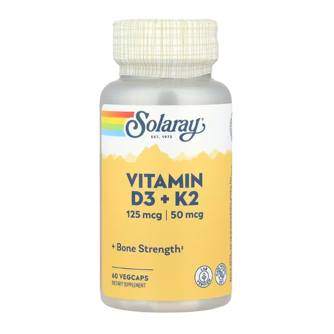 Solaray, Vitamin D3 + K2, 60 VegCaps