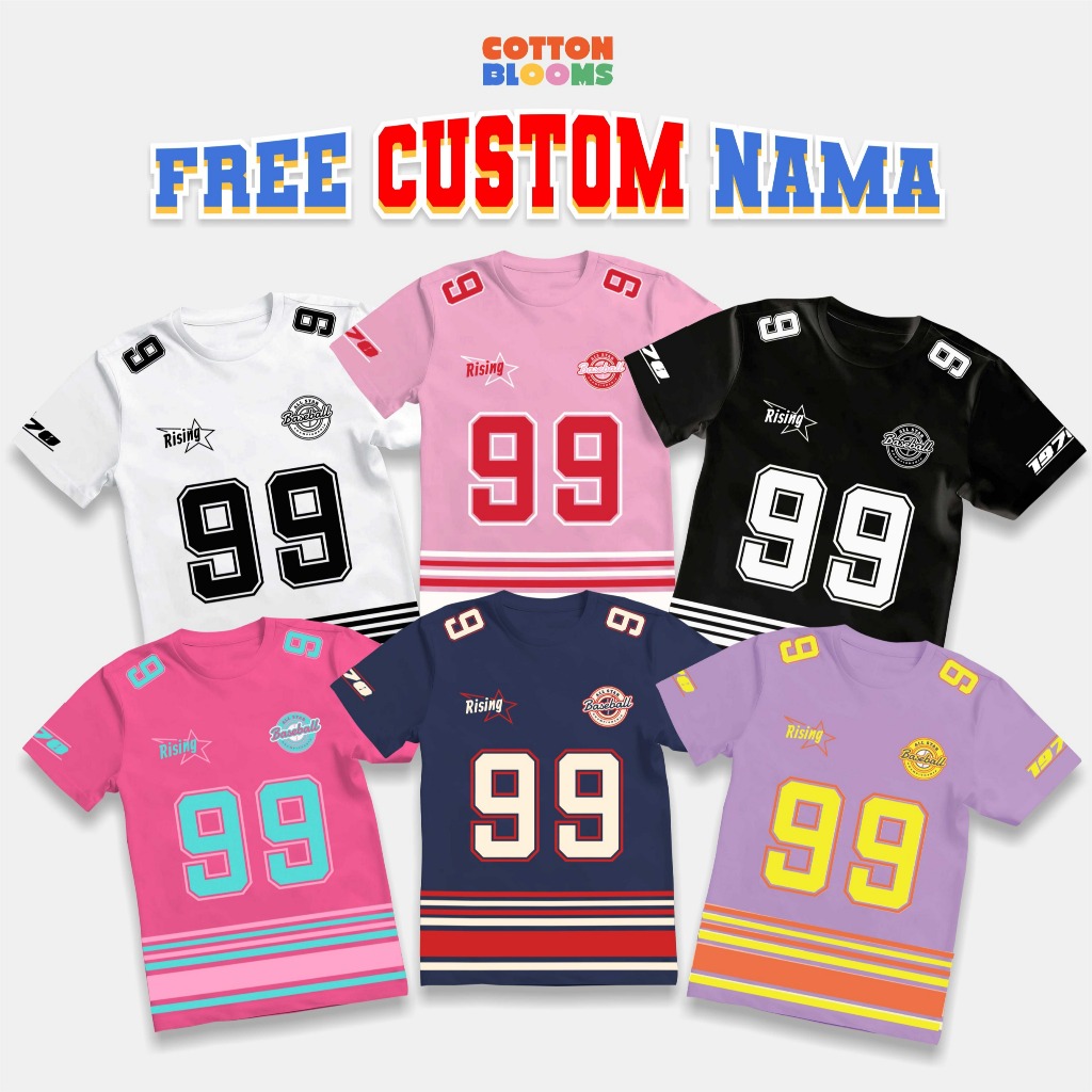 Kaos pria wanita angka streatwear kaos motif angka korean style / kaos wanita pria baseball