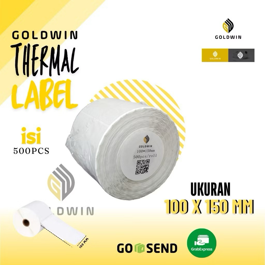 

label barcode thermal 100x150MM goldwin sticker thermal resi isi 500 termurah