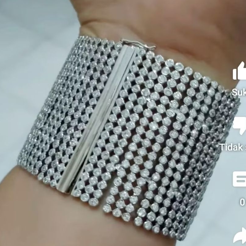 TOKO GOLD SILVER JAKARTA BUKA 24 JAM SWAROVSKI 100 GRAM ORIGINAL MURNI PERAK PASTI ASLI 925 GELANG K