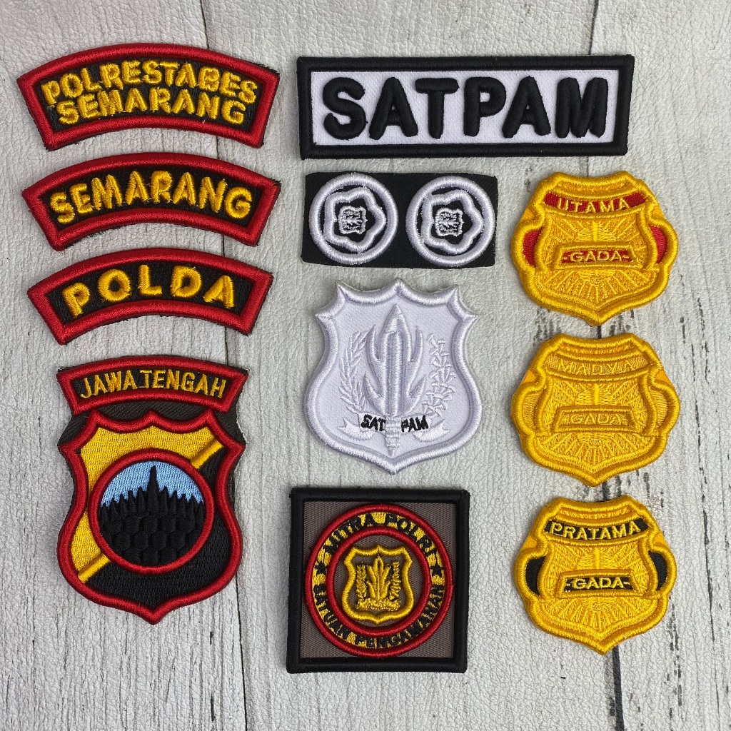 Bet Security Atribut Lengkap Bordir Timbul SATPAM POLRESTABES POLDA JATENG KEWENANGAN MONOGRAM MITRA