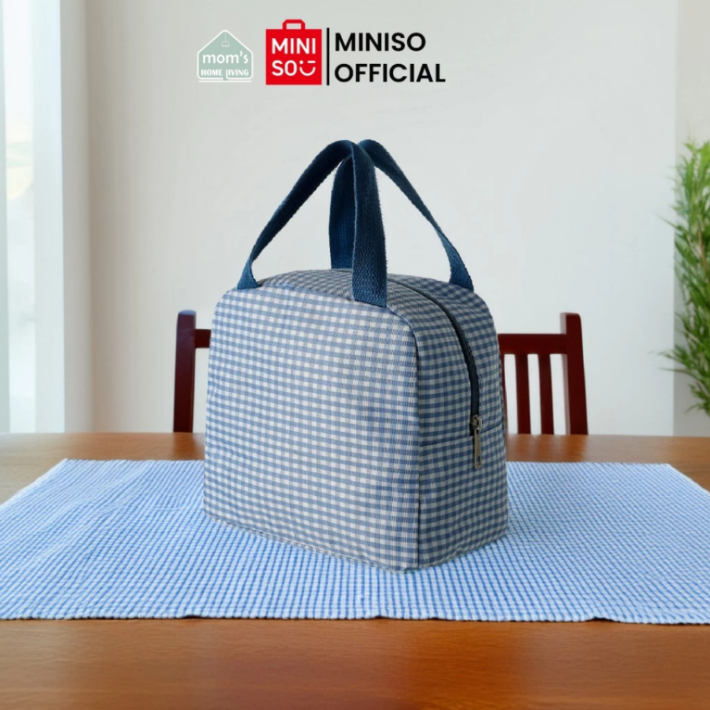 MINISO Tas Makan Siang Kotak-kotak klasik Saku Untuk Simple Portbale - lunch bag tas bekal