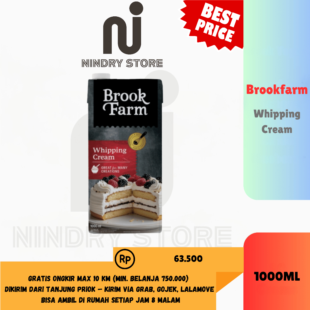 

Brookfarm Whipping Cream 1000ml – Creamy & Serbaguna untuk Baking & Minuman | Nindry Store