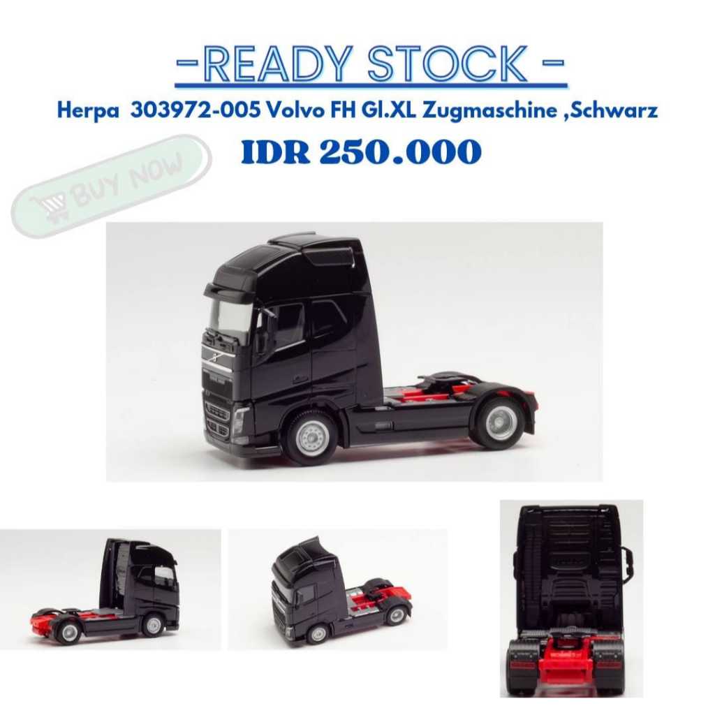Herpa 303972-005 Volvo FH Globetrotter XL Zugmaschine, Schwarz 1:87 HO