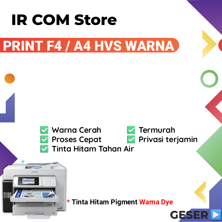 

Print A4 / F4 HVS Warna Pembatas Skripsi / Makalah / Laporan