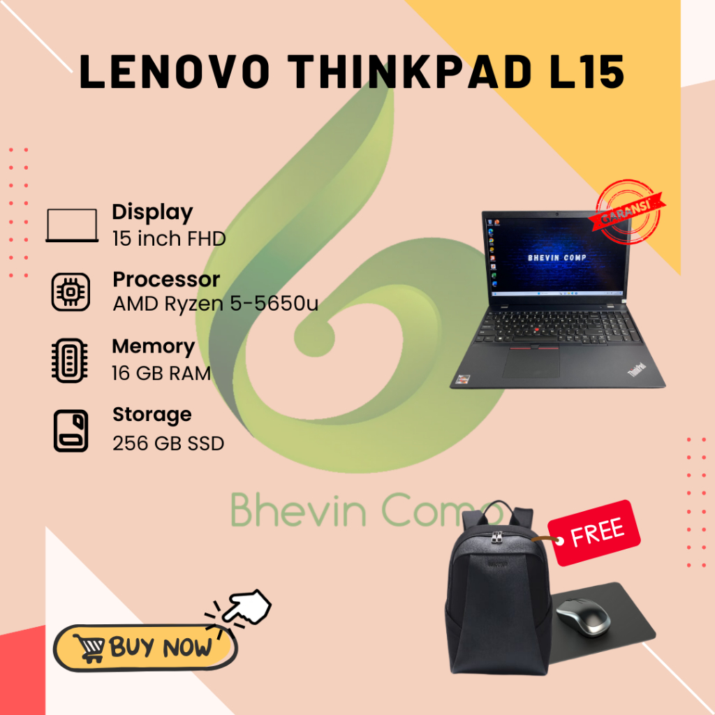 LENOVO THINKPAD L15 AMD RYZEN 5-5650U RAM 16GB SSD 256GB