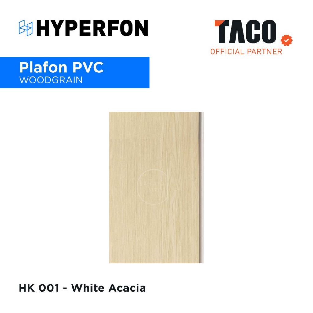 Hyperfon Plafon PVC Serat Kayu Doff Tebal 8mm - HK 001 White Acacia