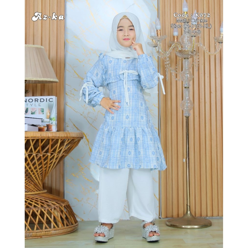 SetelanCelanaAnakPermpuanBahanCrinkleMotif