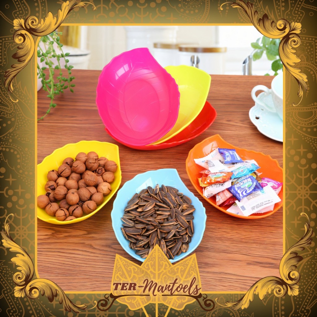 Piring Daun Plastik Murah / Piring Plastik Motif Daun / Piring Snack Serbaguna