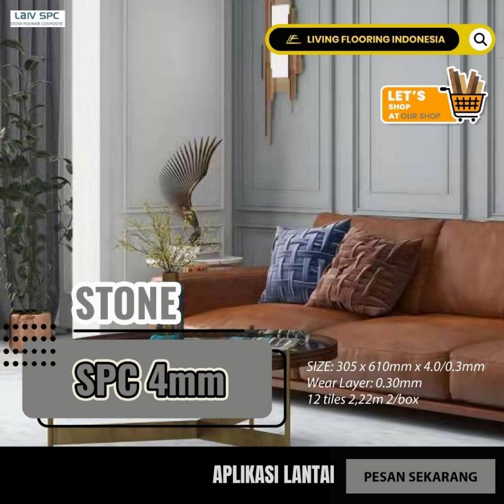 Lantai SPC Laiv Floor Stone 4mm | Lantai Vinyl Motif Stone