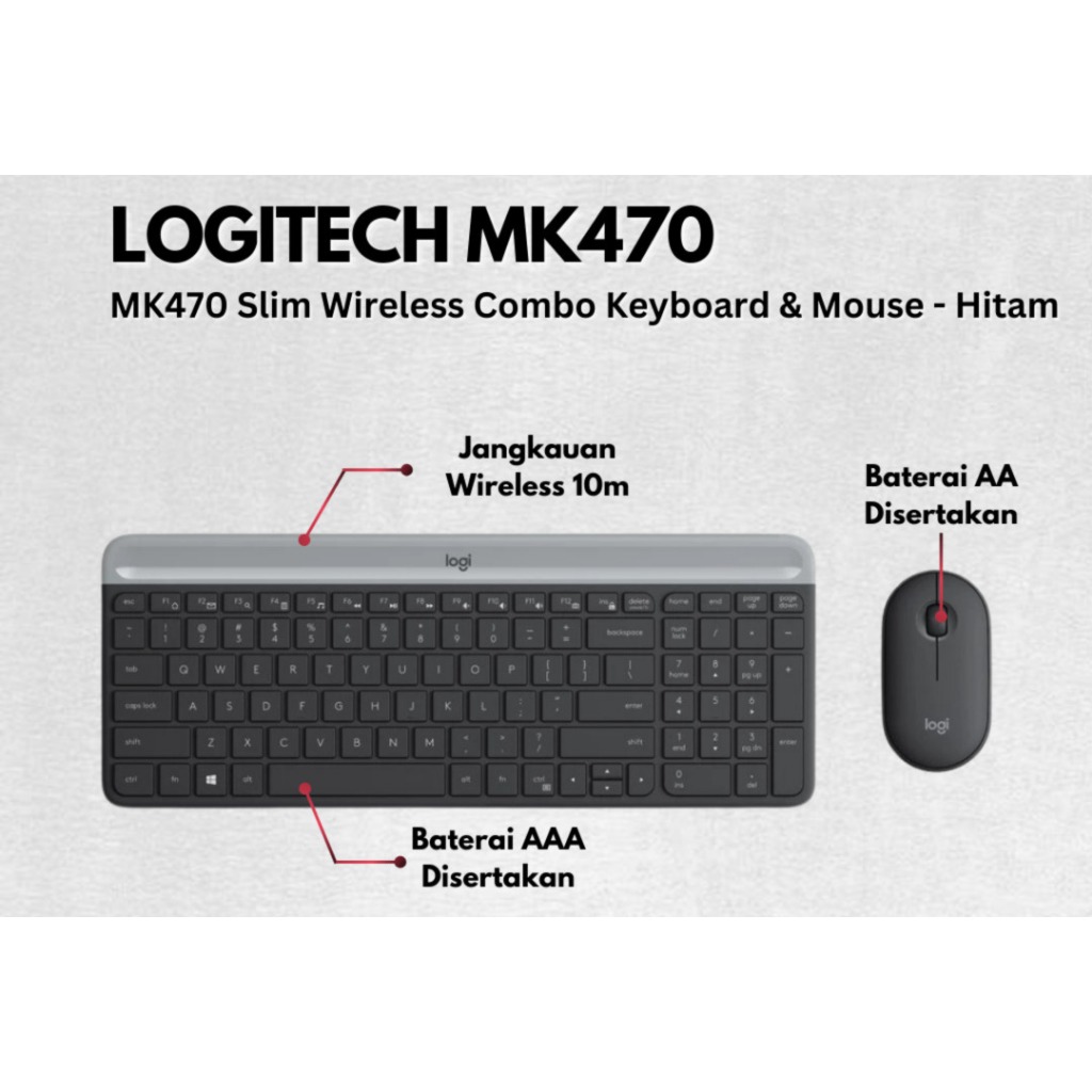 LOGITECH MK470 SLIM WIRELESS COMBO KEYBOARD MOUSE