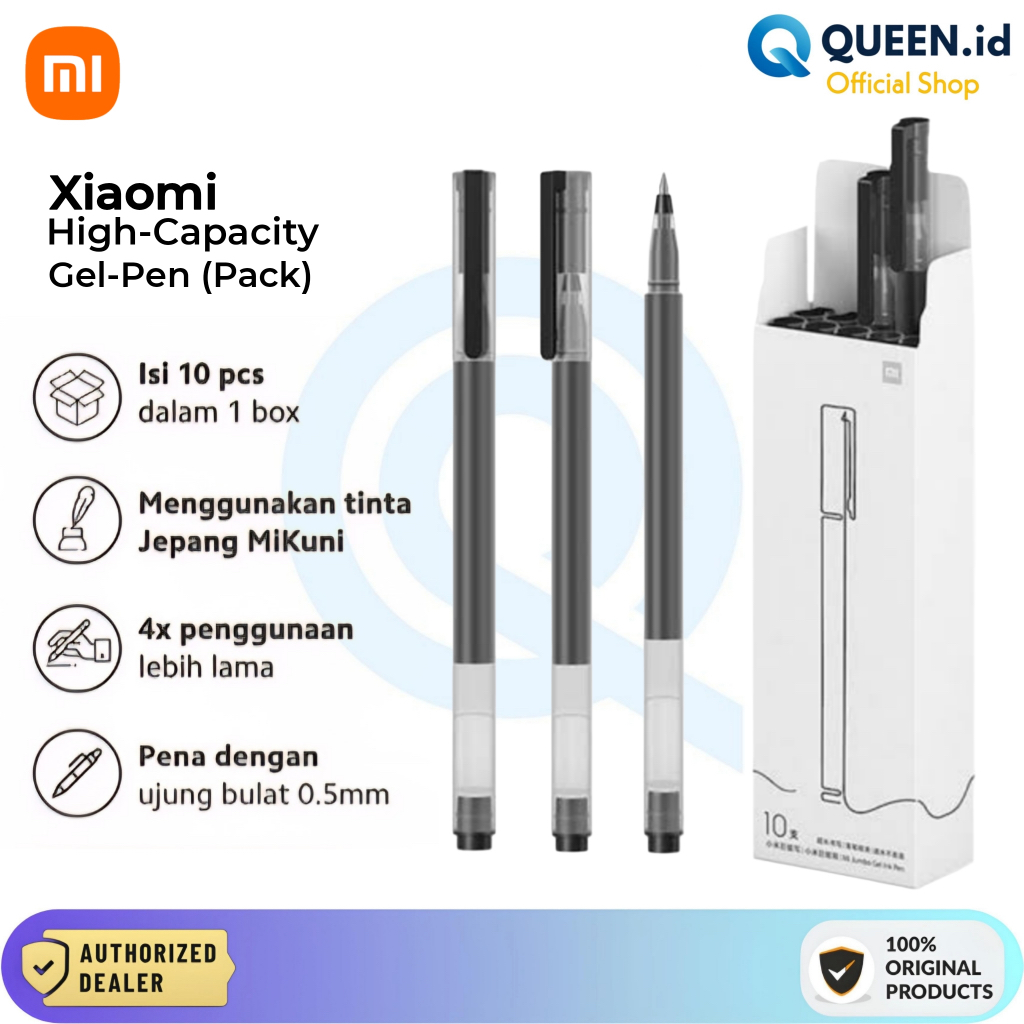 

Xiaomi Mi High Capacity Gel Pen 0.5mm 10pcs/Pack Pulpen Mi Mikuni Gel iNk isi 10Pcs