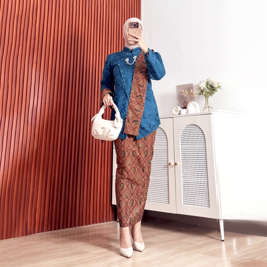 Batik Couple Termurah - Kebaya Janggan Wanita Jawa Tradisional Payet Handmade Busui Friendly Rok Sel