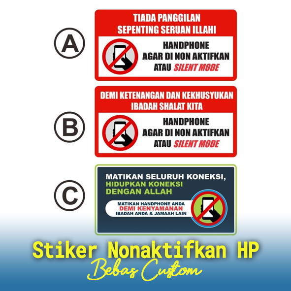 

Stiker Mohon Nonaktifkan Handphone, Stiker Petunjuk Dilarang Mengaktifkan HP, Stiker Quantac Anti Air, Stiker Nonaktifkan HP Ukuran 30x15cm