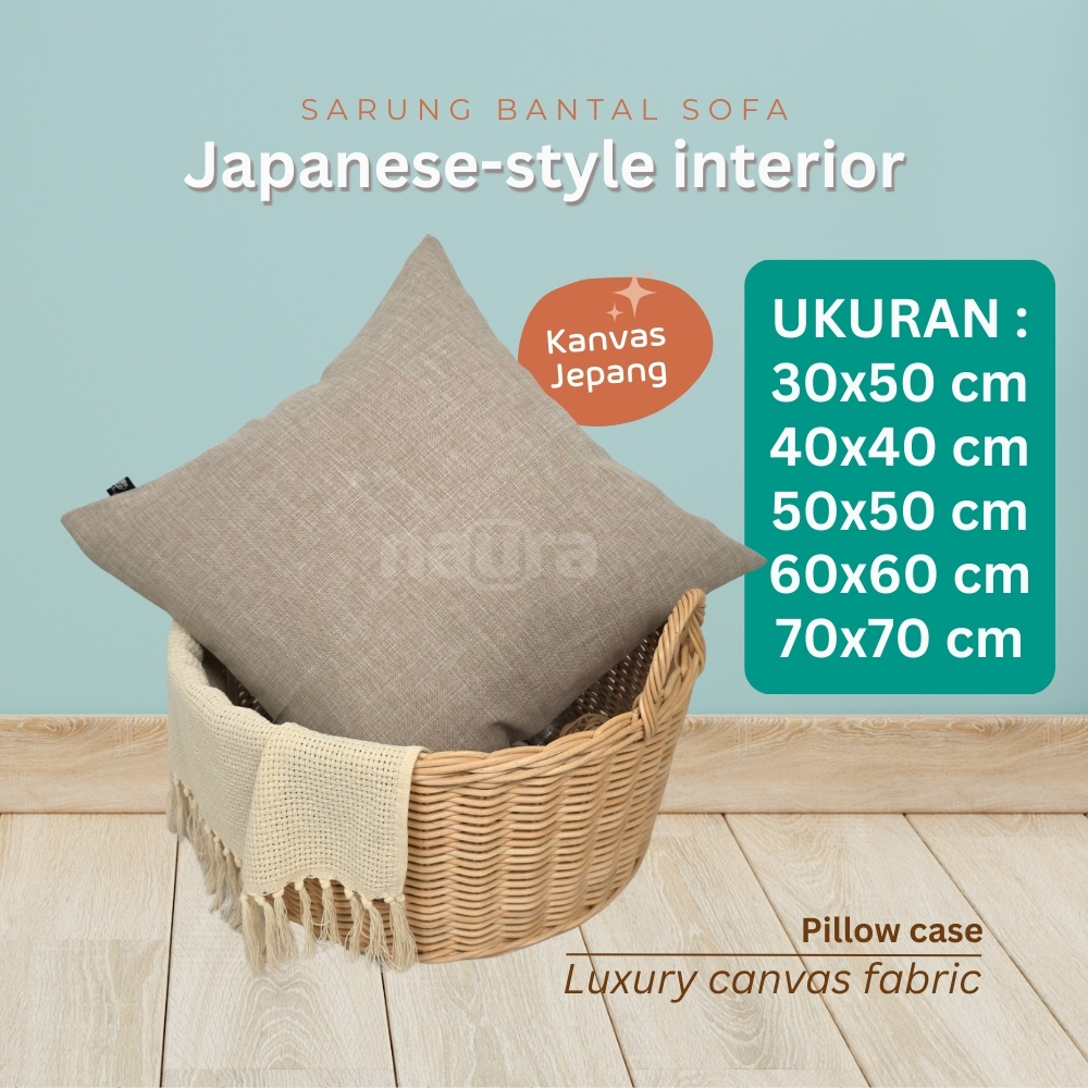 Sarung Bantal Sofa Kanvas Jepang - Cover Bantal Sofa - Ukuran 40x40 cm, 50x50 cm, 60x60 cm, 70x70 cm