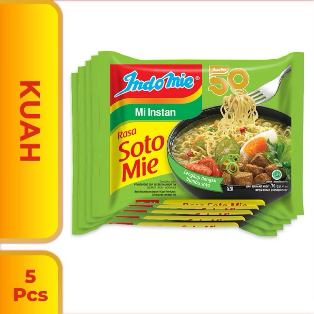 

Paket 5 pcs Indomie Kuah Rasa Soto Mie