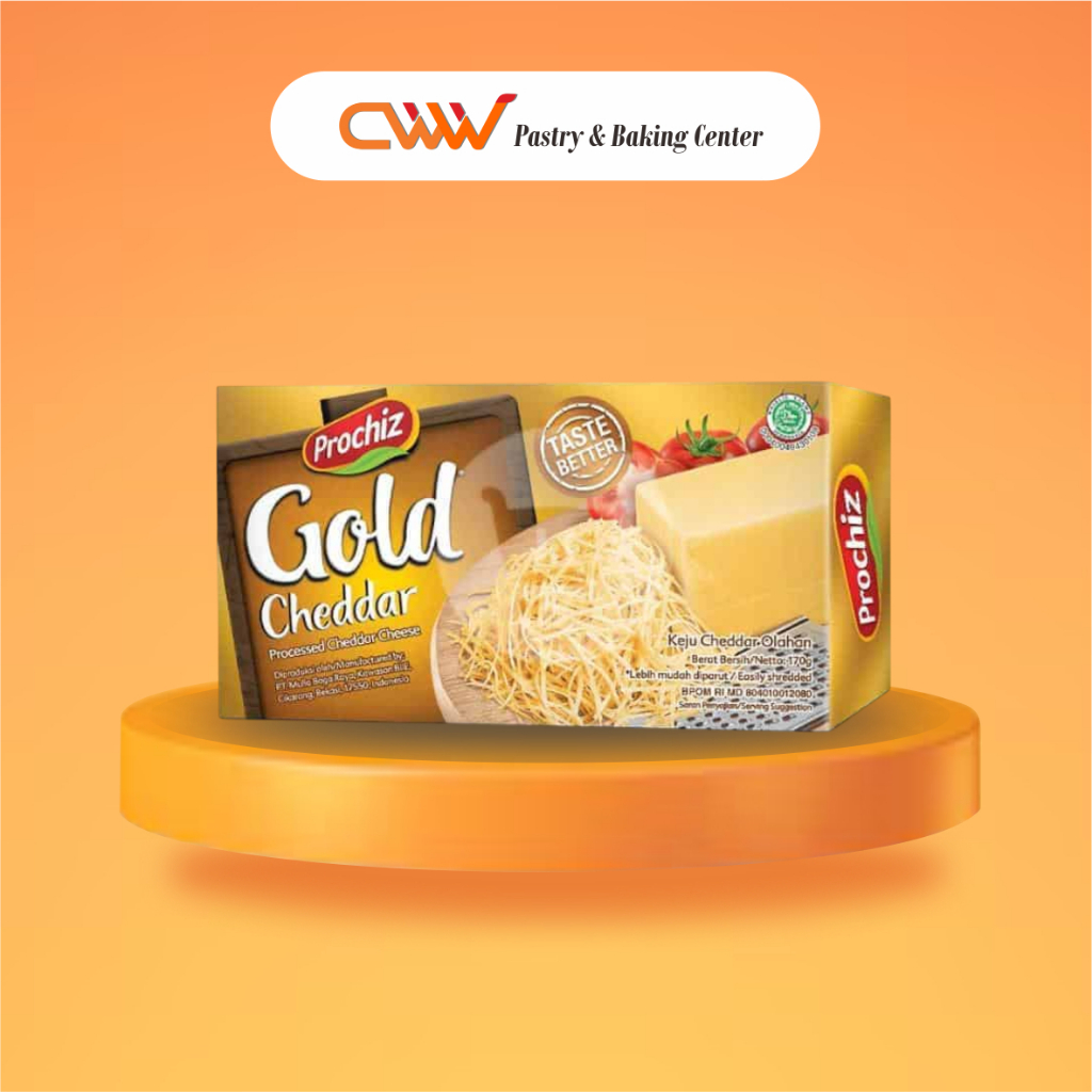 

Prochiz Keju Cheddar Cheese Gold 160g Blok Balok Premium Topping Kue Kering Cake Bolu Roti Brownies