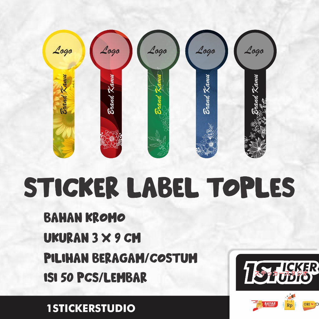 

1Sticker Studio Stiker Label Toples Kue Custom 50 Pcs