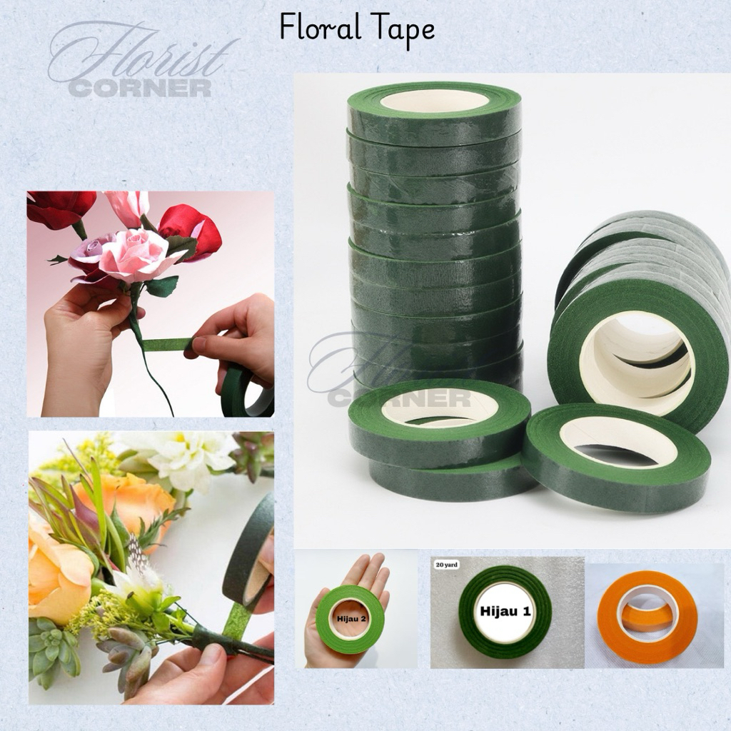 

Floral Tape 20 Yard / isolasi tangkai bunga Hijau Daun / DIY