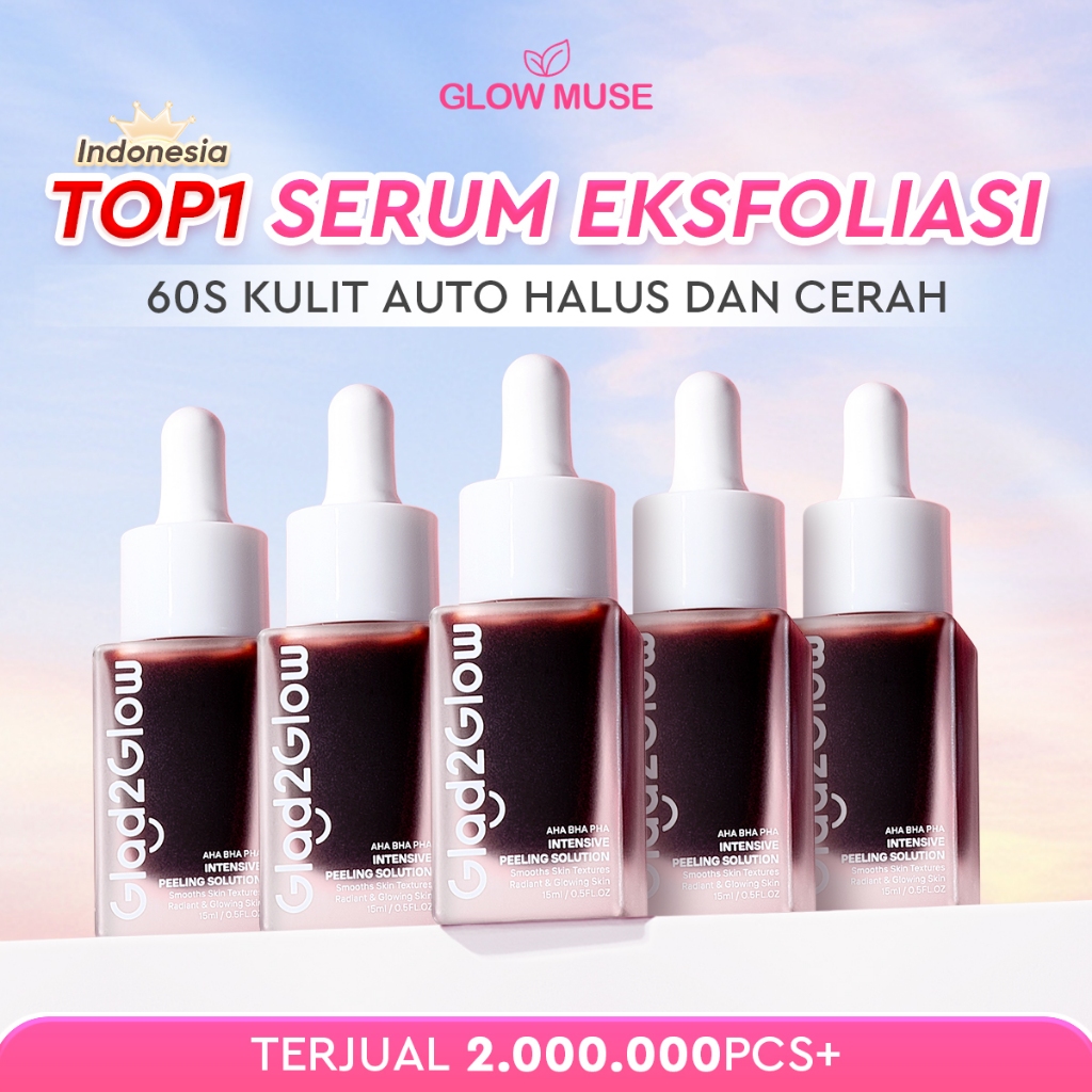 [100% ORI]Glad2Glow Peeling Solution Serum Eksfoliasi Wajah 60S Menghaluskan Kulit Anda AHA BHA PHA 