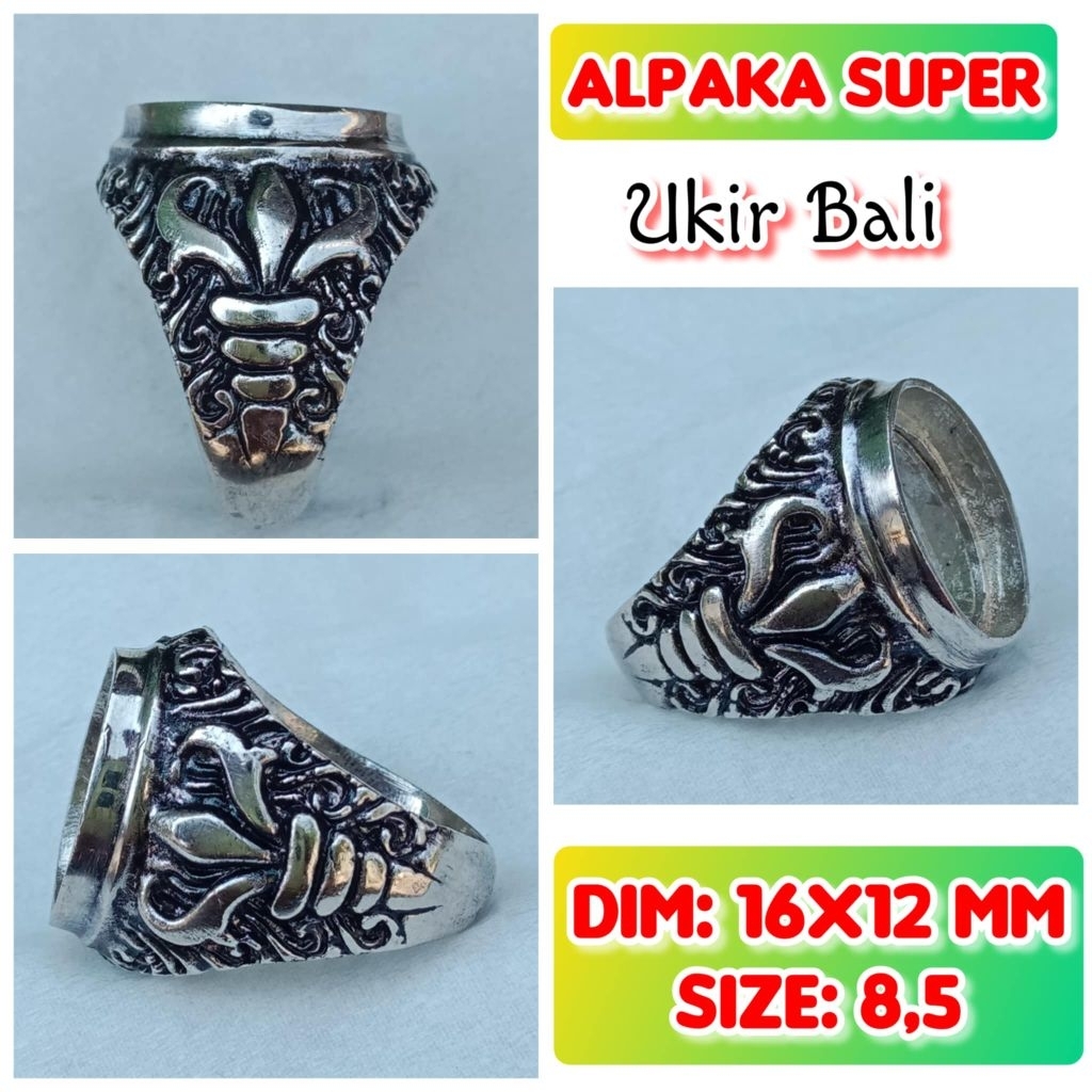 cincin emban batu akik batu permata alpaka super ukir Bali.34