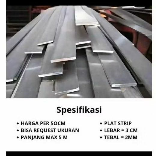 Plat strip besi ukuran lebar 3 cm tebal 2 mm