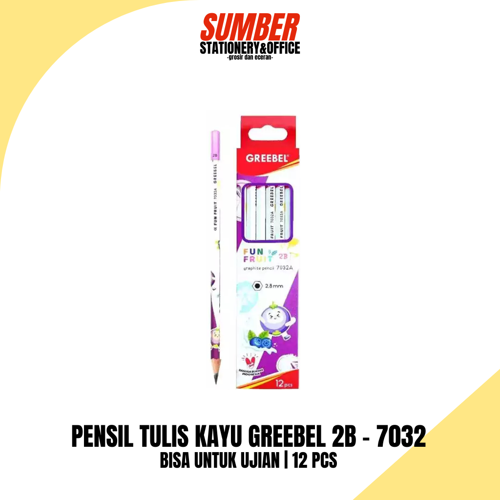 

Pensil Kayu Tulis Greebel 2B Fun Fruit 7032 - Graphite Pencil Warna Lucu [1 Lusin]
