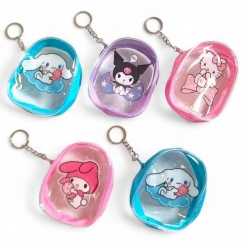 dompet gantungan kunci transparan dompet mika mini dompet koin dompet sanrio dompet labubu dompet mi