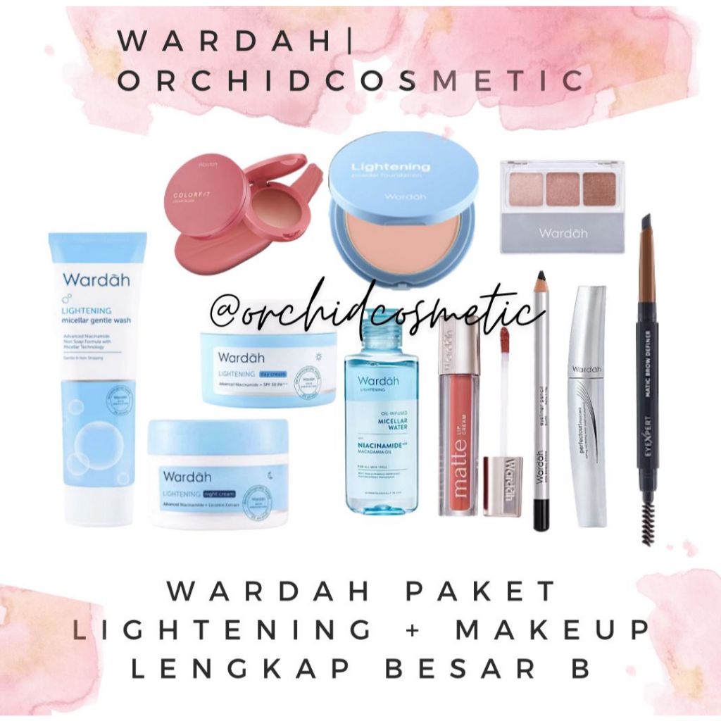 Wardah Paket Lightening + Makeup Lengkap Besar B / Paket Seserahan Wardah Murah
