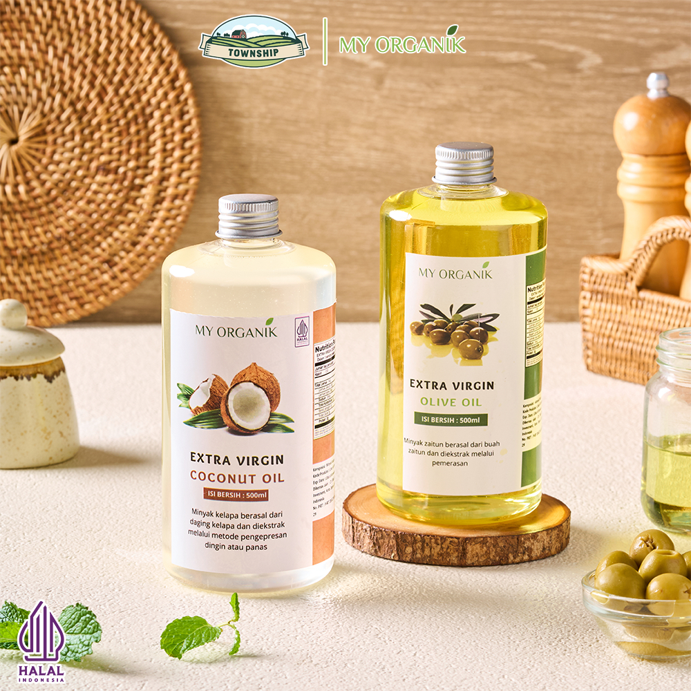 

My Organik Paket 2 in 1 Minyak Zaitun Extra Olive oil Minyak kelapa vco Virgin oil Coconut 500ml