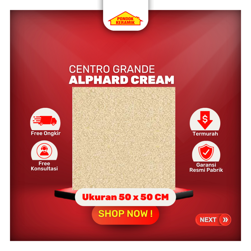 Keramik Lantai Centro Grande 50x50 Alphard Cream Matte Cream Coklat