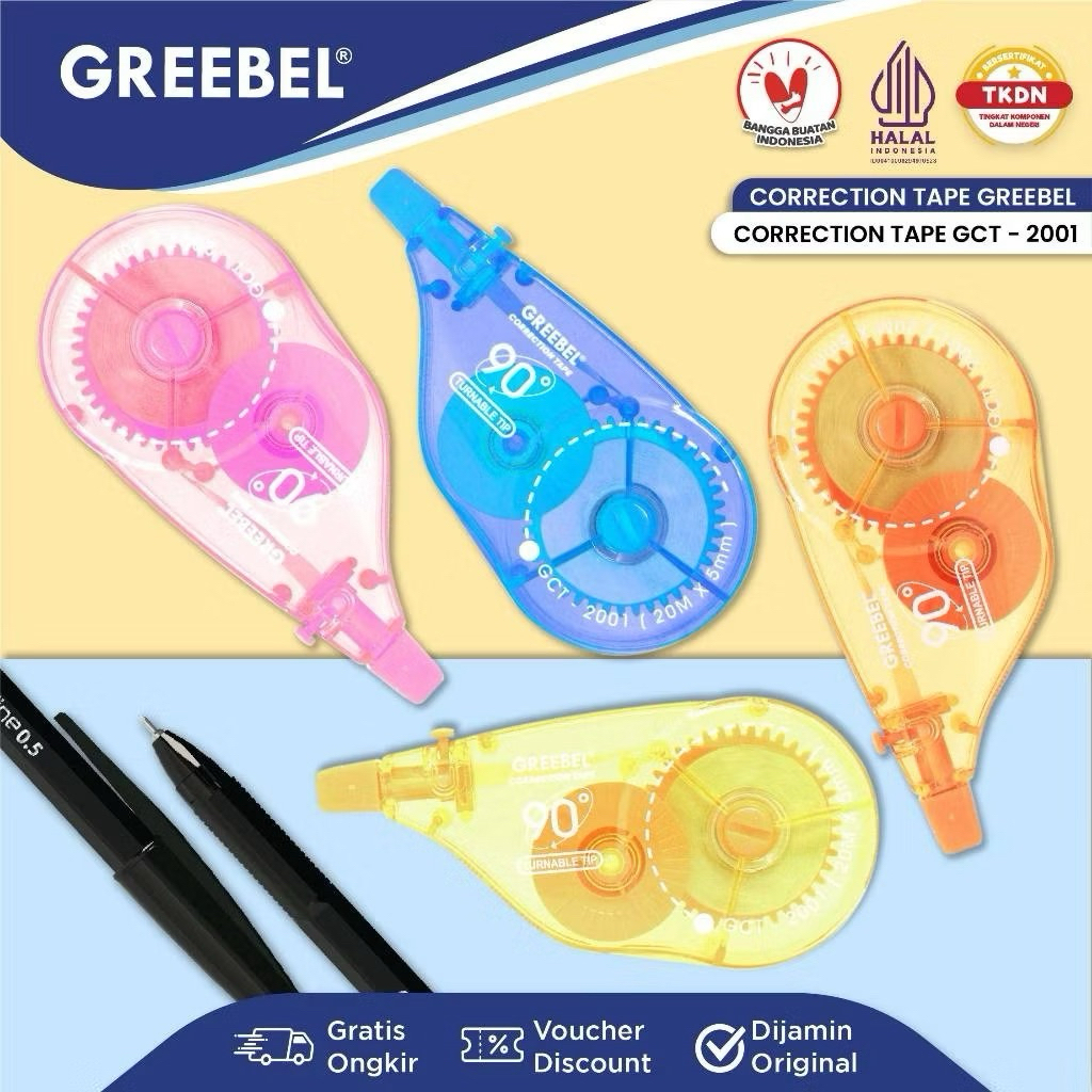 

GREEBEL Correction Tape GCT- 2001 / Tip Ex Kertas Roll Pita Koreksi Pulpen