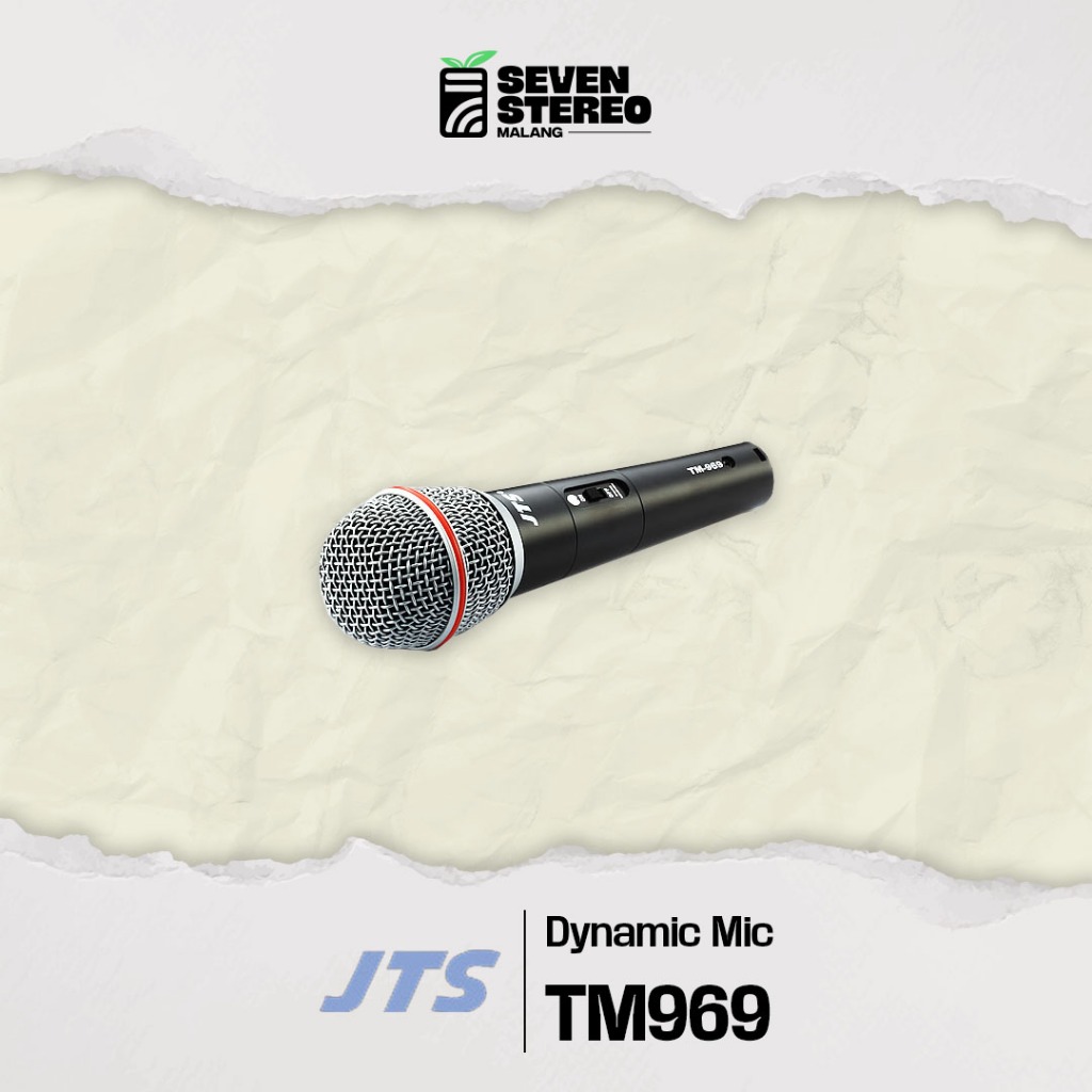 JTS TM‑969 TM969 Dynamic Vocal Microphone – Mic Vokal Cardioid + Kabel, On/Off Switch, Live & Karaok