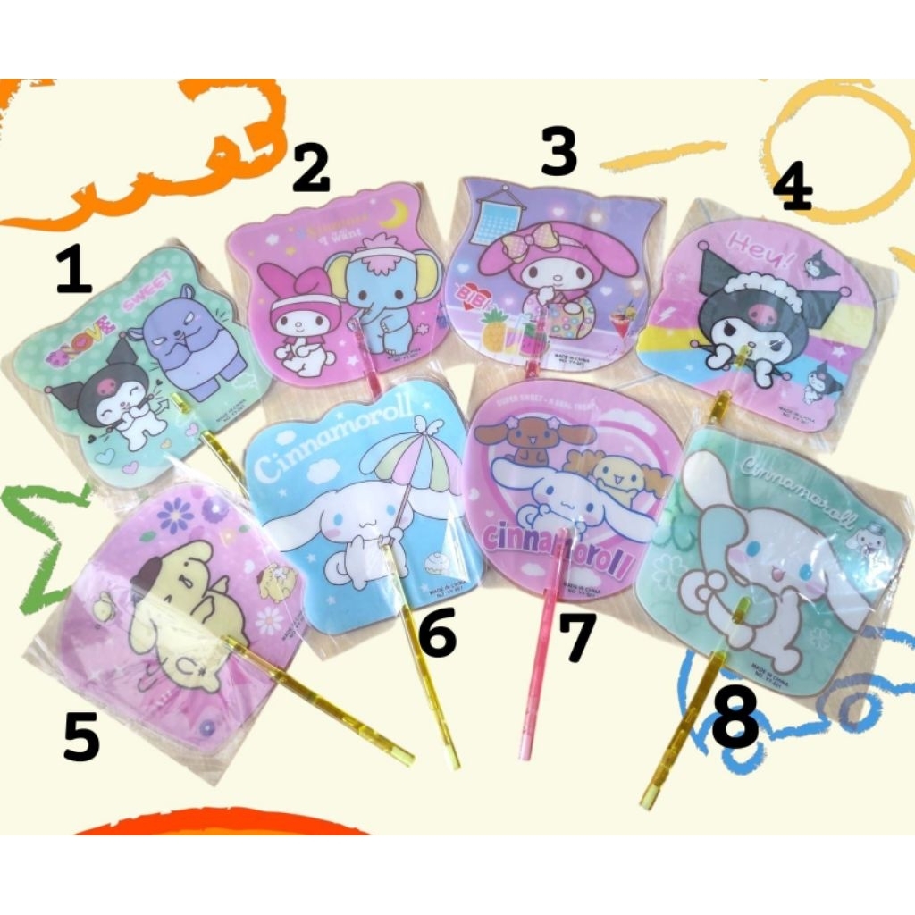 kipas tangan sanrio jumbo/kipas priwit sanrio jumbo/kipas tangan karakter sanrio peluit