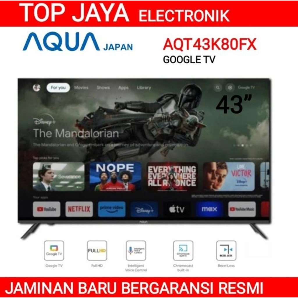 LED TV AQUA 43 INCH SMART TV ANDROID TV GOOGLE TV BERGARANSI RESMI