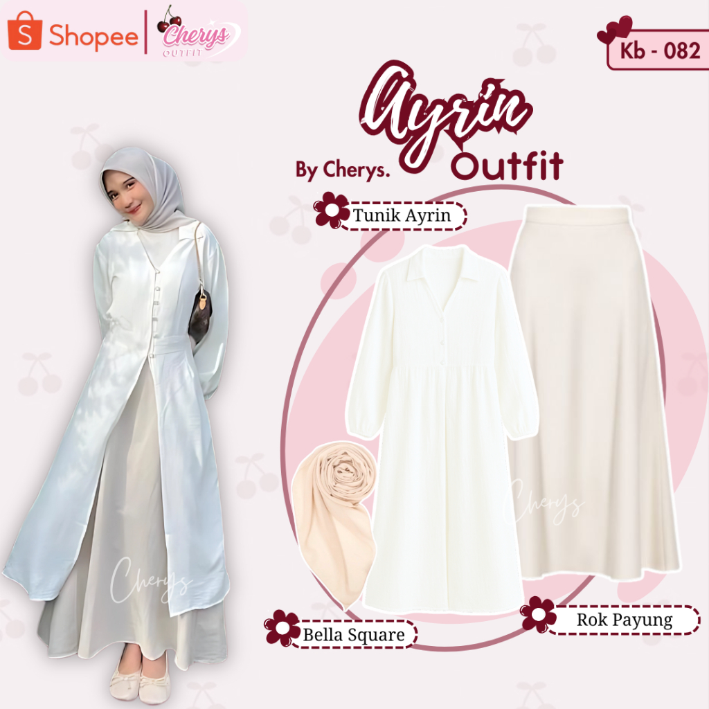Cherysoutfit - Setelan OOTD Hangout Hijab Style { Tunik Ayrin + Rok Payung + Hijab Bella Square } 3 