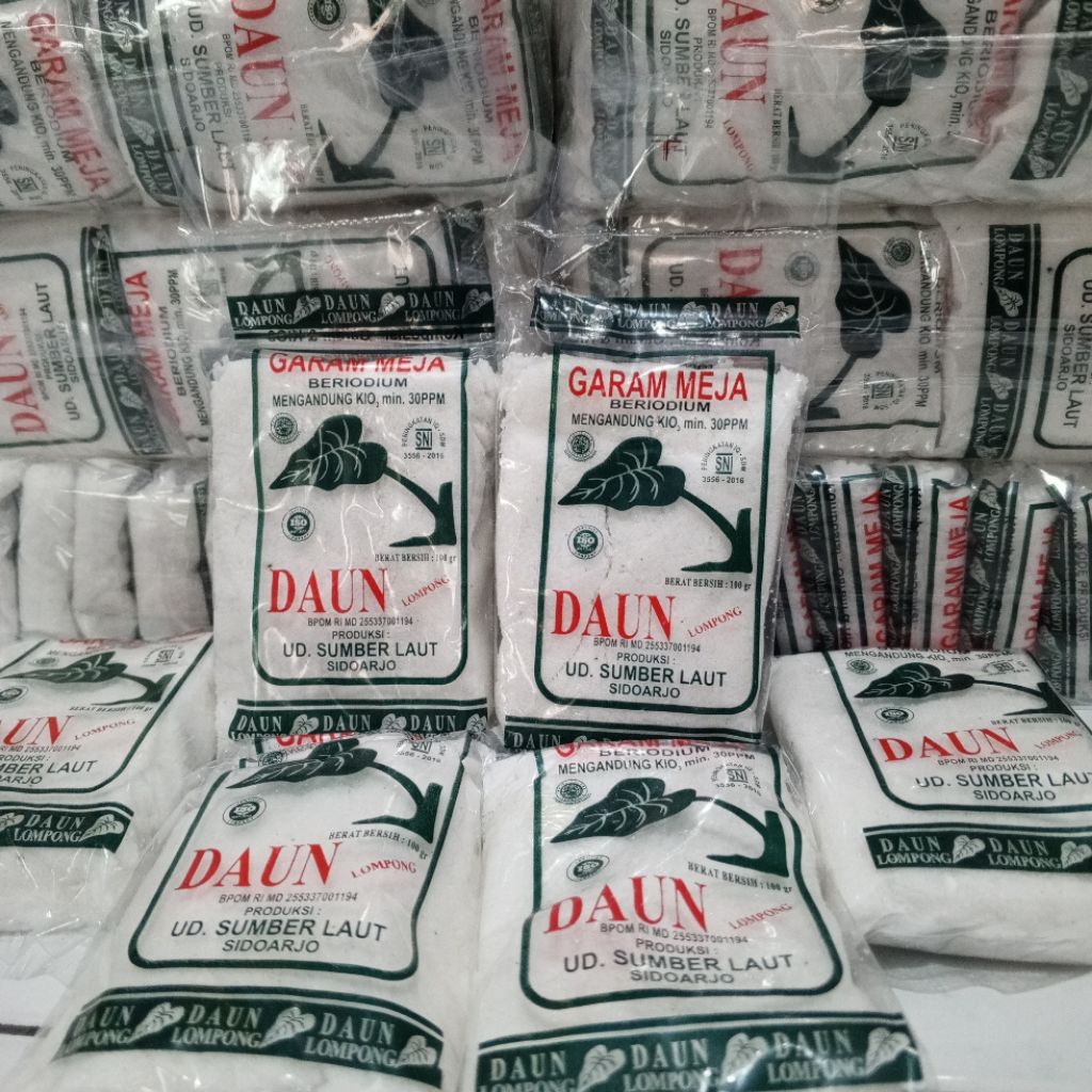 

10 bungkus Garam dapur / Garam masak cap daun lompong kemasan 100 gram