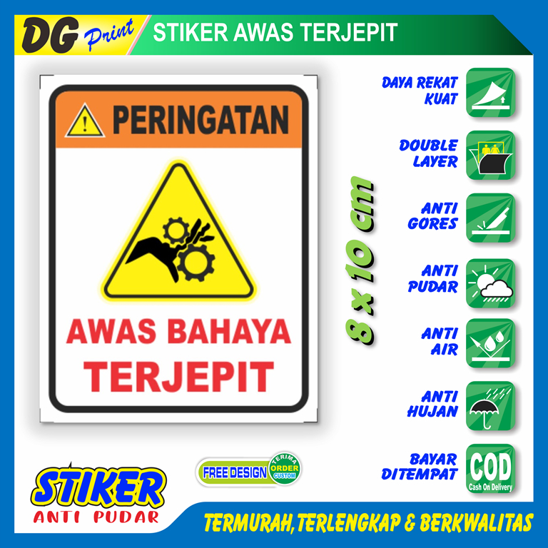 

Stiker anti pudar awas tangan terjepit stiker peringatan anti kecelakaan tempat kerja rambu K3