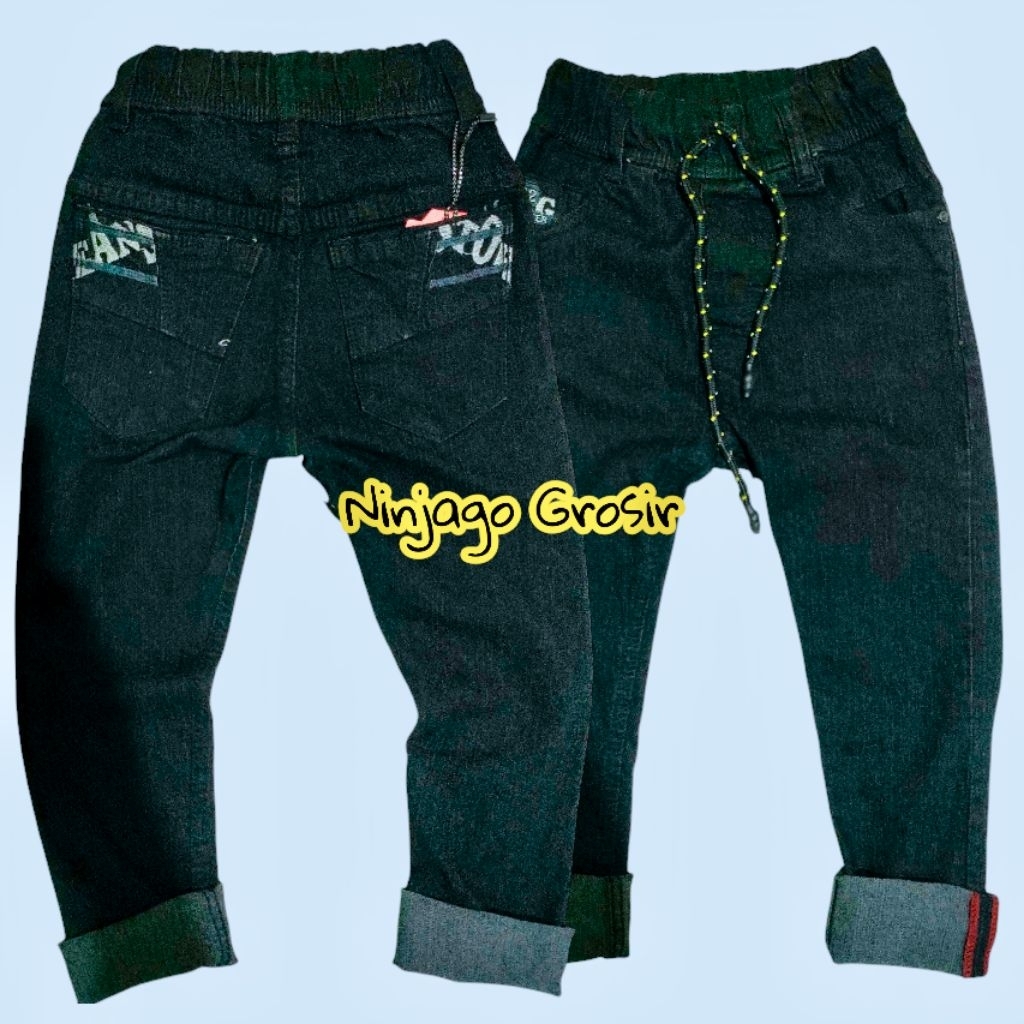 CELANA PANJANG DISTRO HITAM BAHAN DENIM STREET ANAK LAKI-LAKI TERBARU